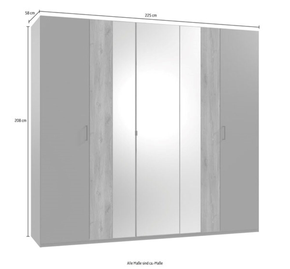 Wimex Schlafzimmer-Set Kreta, 180x200cm Graphit - Flagstaff Eiche