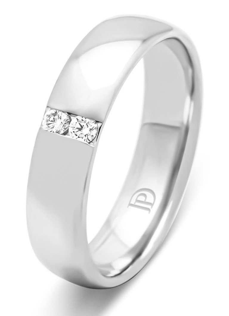 Inel cu vârf de diamant din aur alb, diamant de 0.07ct, verighetă