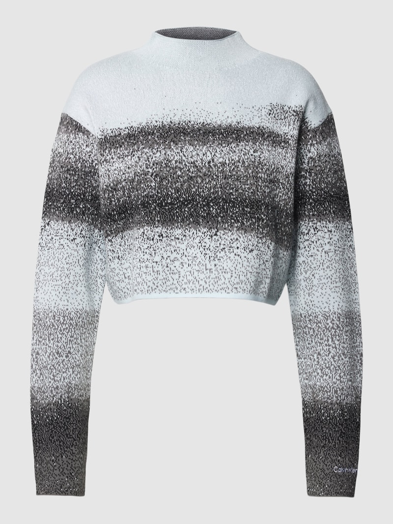 Cropped Strickpullover mit Allover-Muster Modell 'SPRAY' in hellblau