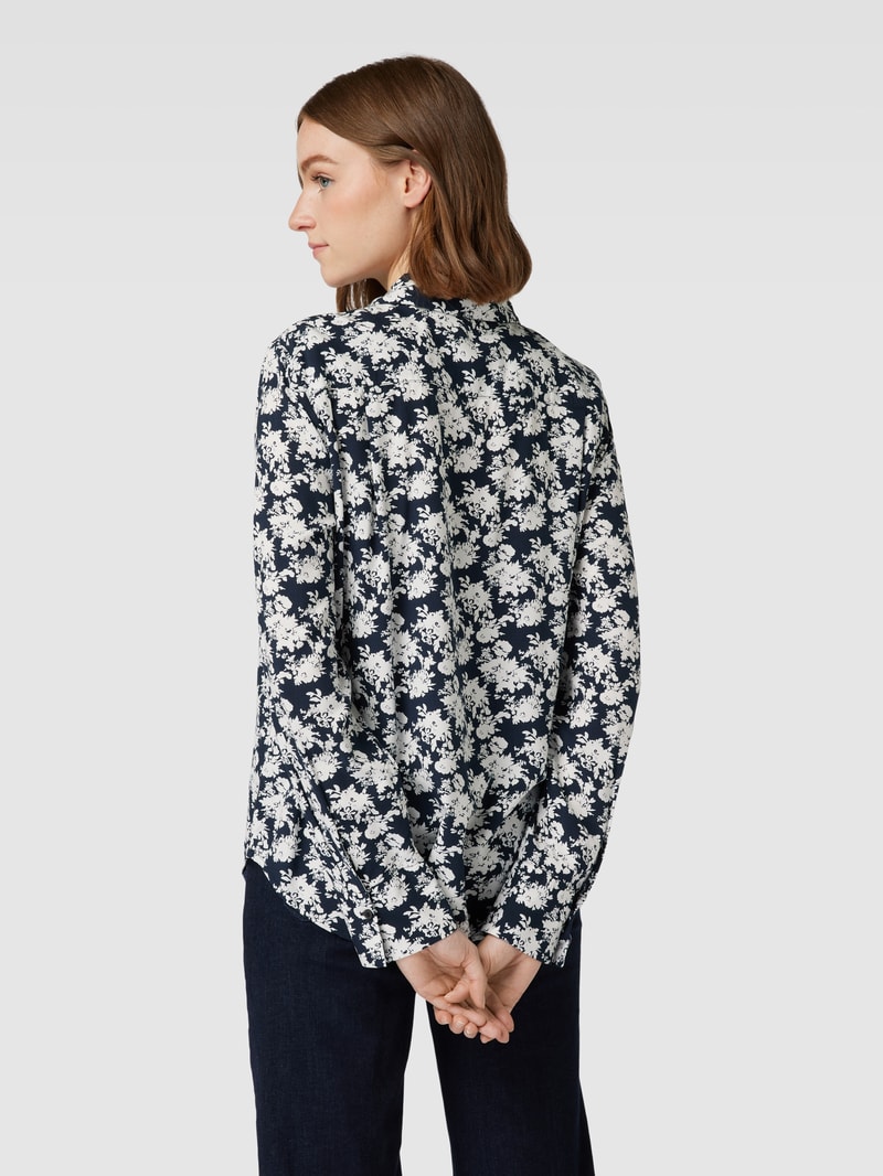 Hemdbluse mit Allover-Muster in marineblau