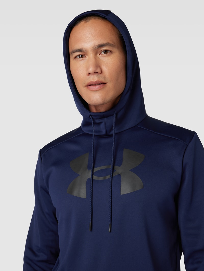 Hoodie mit Logo-Print in marineblau