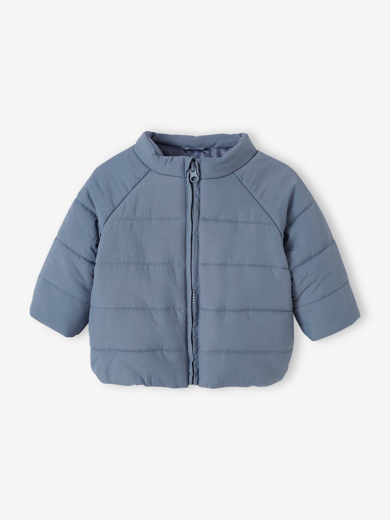 Vertbaudet Baby Winterjacke mit abnehmbarer Kapuze, Recycling-Polyester - graublau