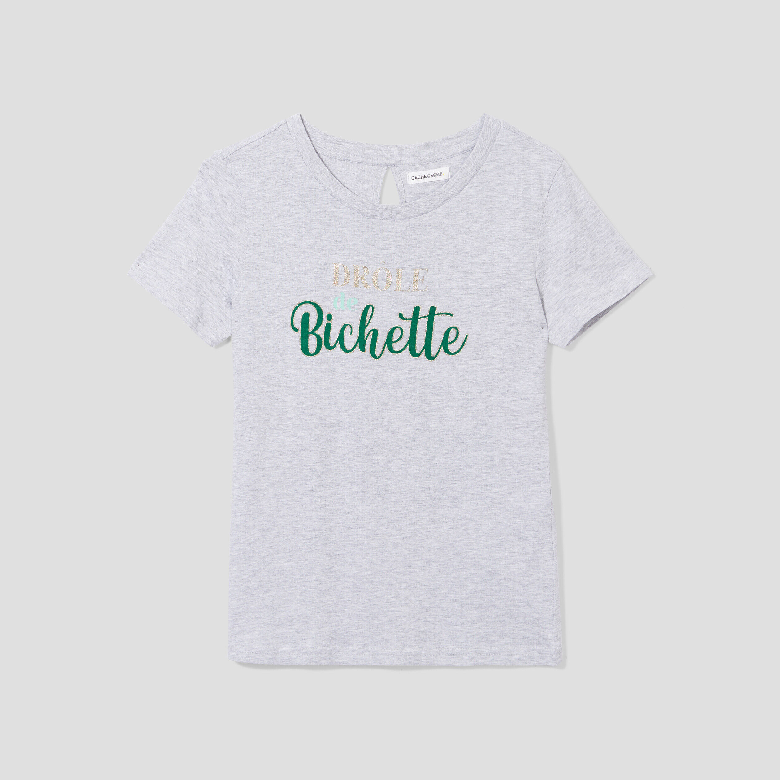 T-shirt manches courtes gris clair femme | Cache Cache