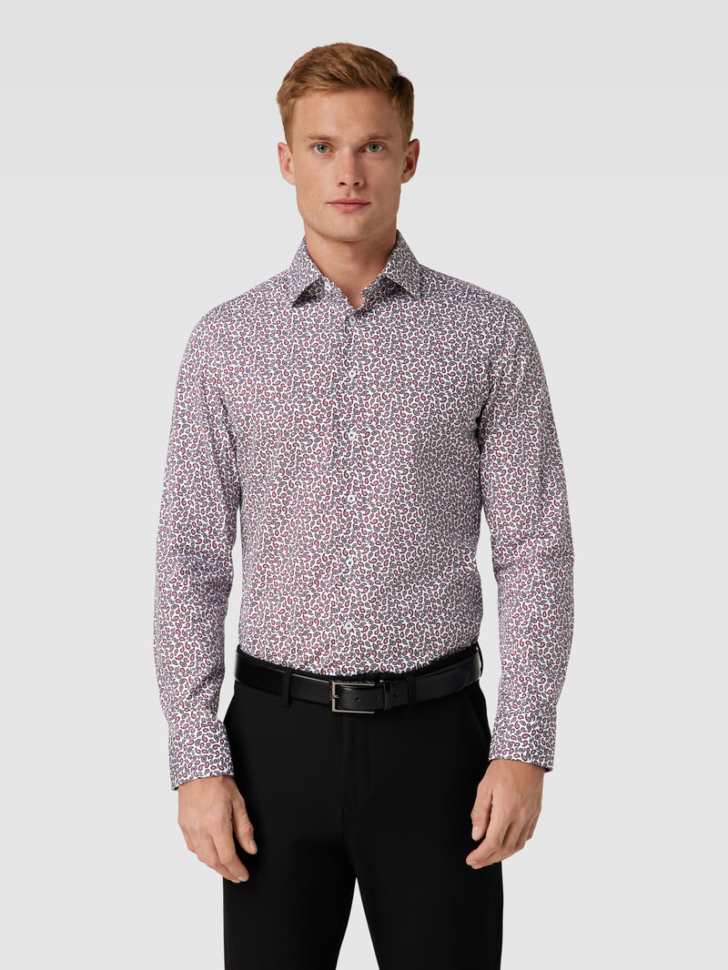 Slim Fit Business-Hemd mit Paisley-Muster in marineblau