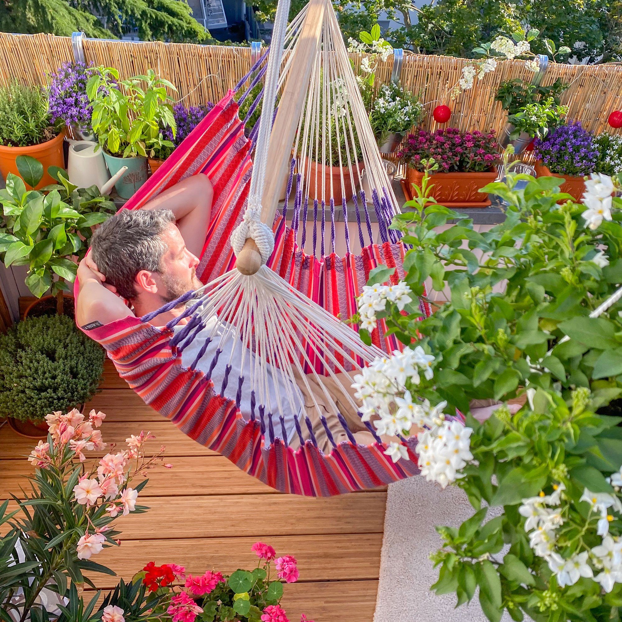 La Siesta Hängestuhl Hängestuhl Habana Flamingo - Hängestuhl aus Bio Baumwolle Comfort Size, Hochwertige Qualität