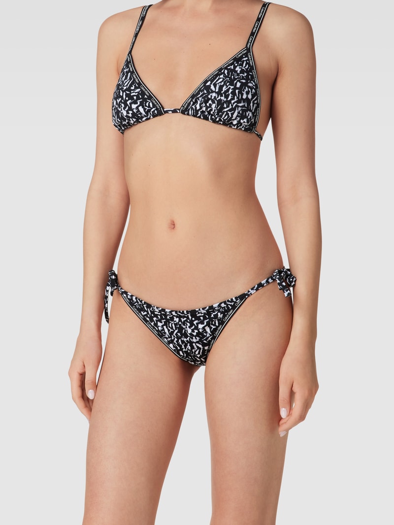 Bikini-Hose mit Allover-Muster Modell 'SIDE TIE-PRINT' in schwarz