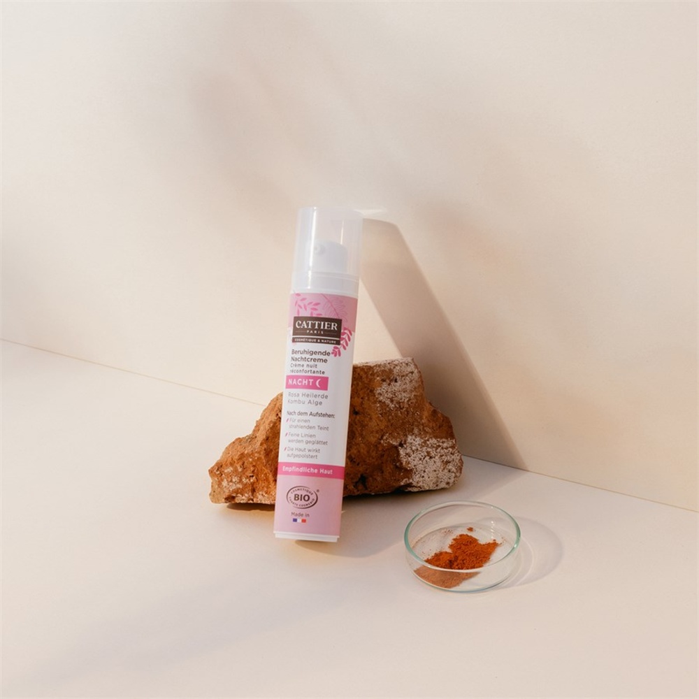 Cattier Argile Rose & Algue de Kombu Sleeping Cream réconfortante Tendre Cocon nettoyage du visage
