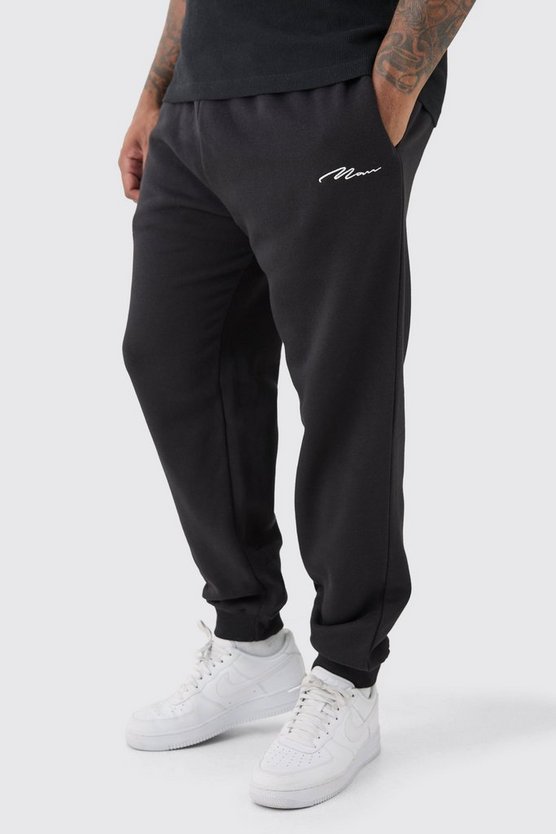 Plus schwarze Man Signature Slim-Fit Jogginghose