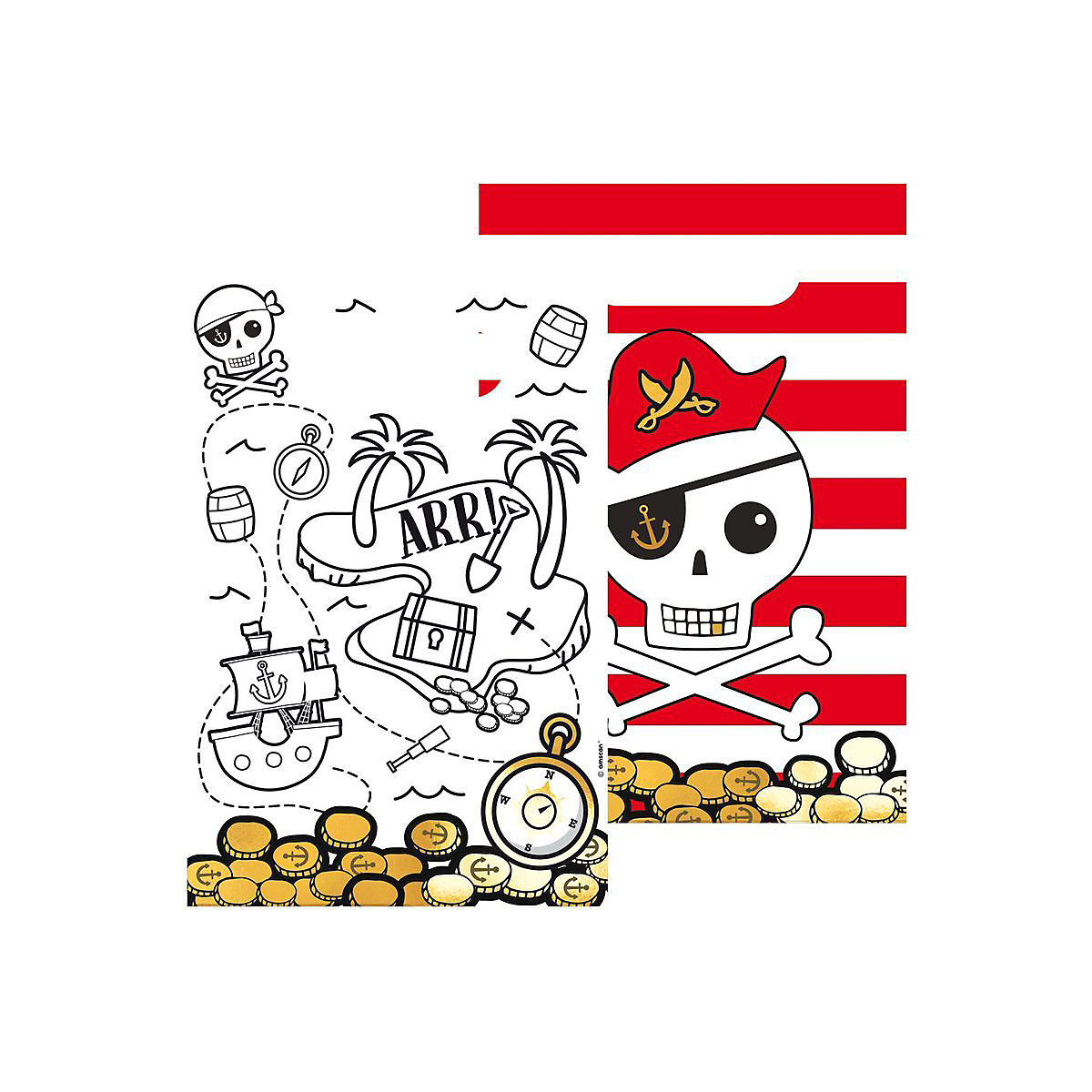 XL 54 Teile Pirat Goldzahn Totenkopf Party Deko Set 8 Kinder
