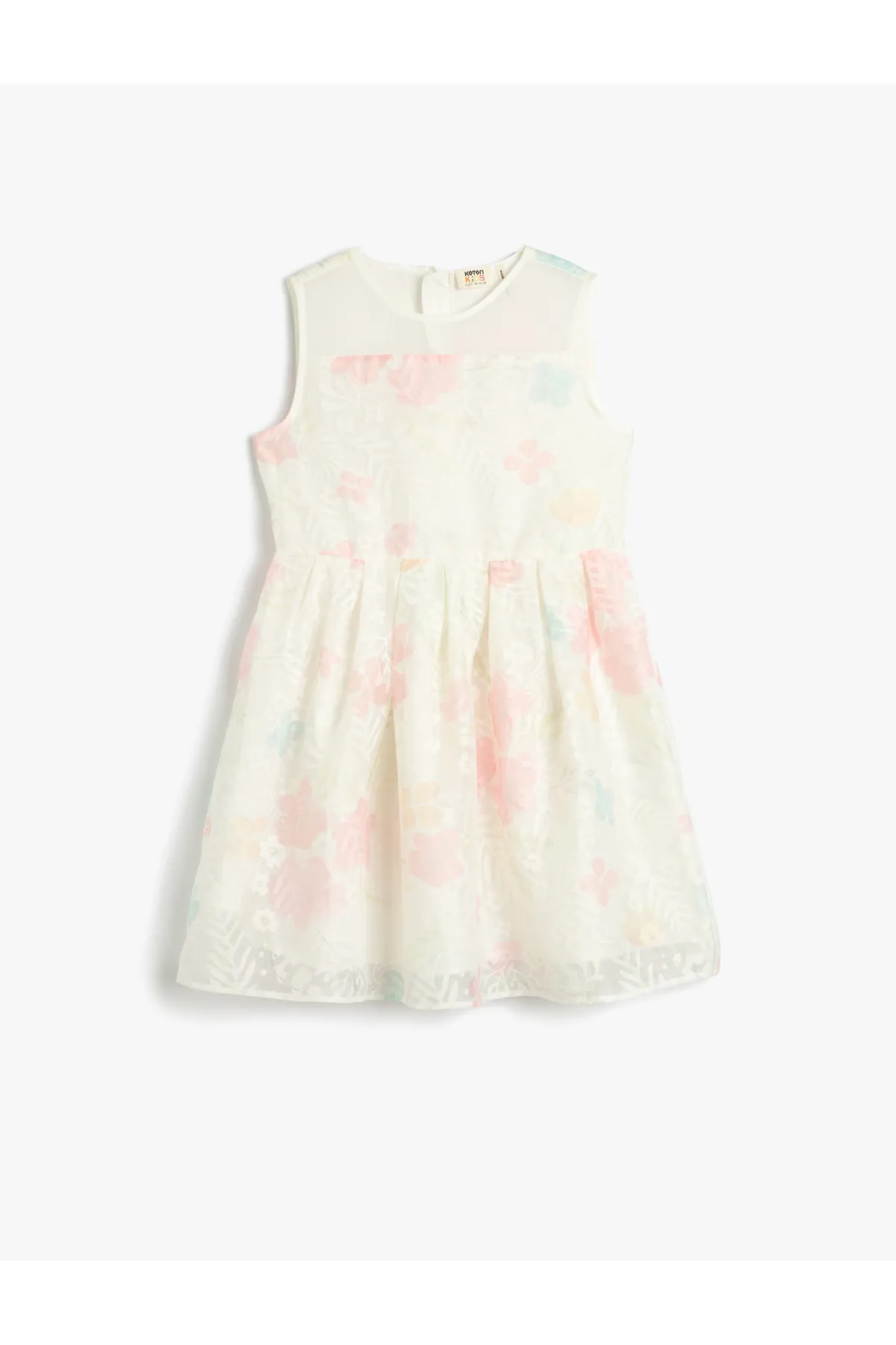 Koton  Kleid aus Tüll mit Blumenmuster, Midi-Länge, ärmellos, Rundhalsausschnitt, gefüttert