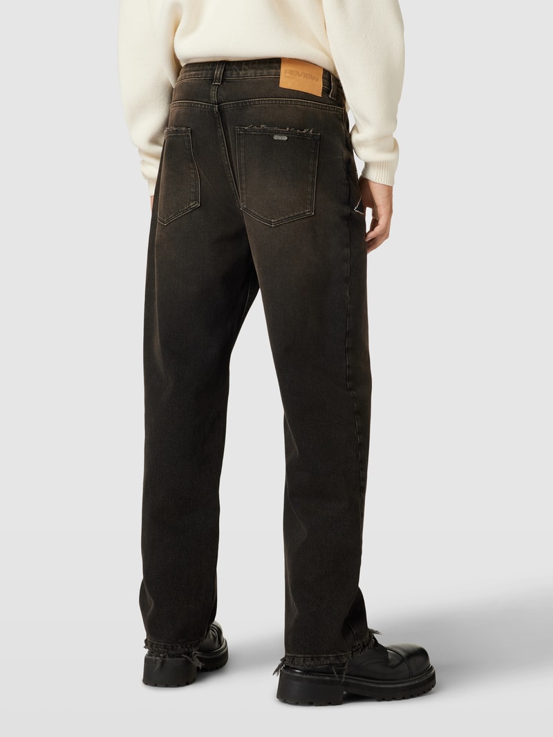Loose Fit Jeans mit Strasssteinbesatz in dunkelbraun
