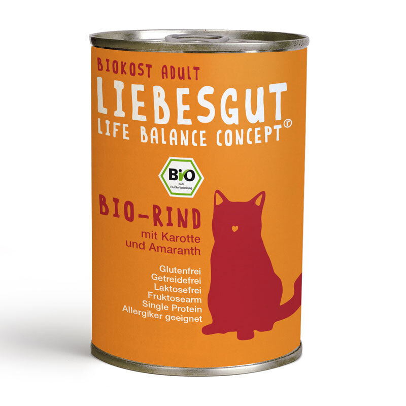 LIEBESGUT Nassfutter LIEBESGUT Biokost Adult 6x400g Bio Rind mit Karotte und Amaranth