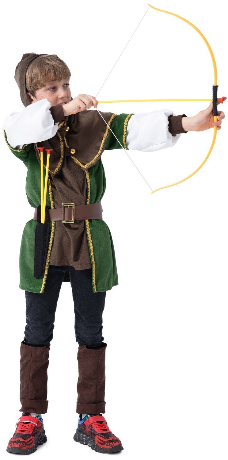 Corimori Ritter-Kostüm Robin Hood Karnevalskostüm Set, Kinder, braun/grün, Kostüm, Fasching, Mittelalterfest, Jungen, mit Pfeil und Bogen