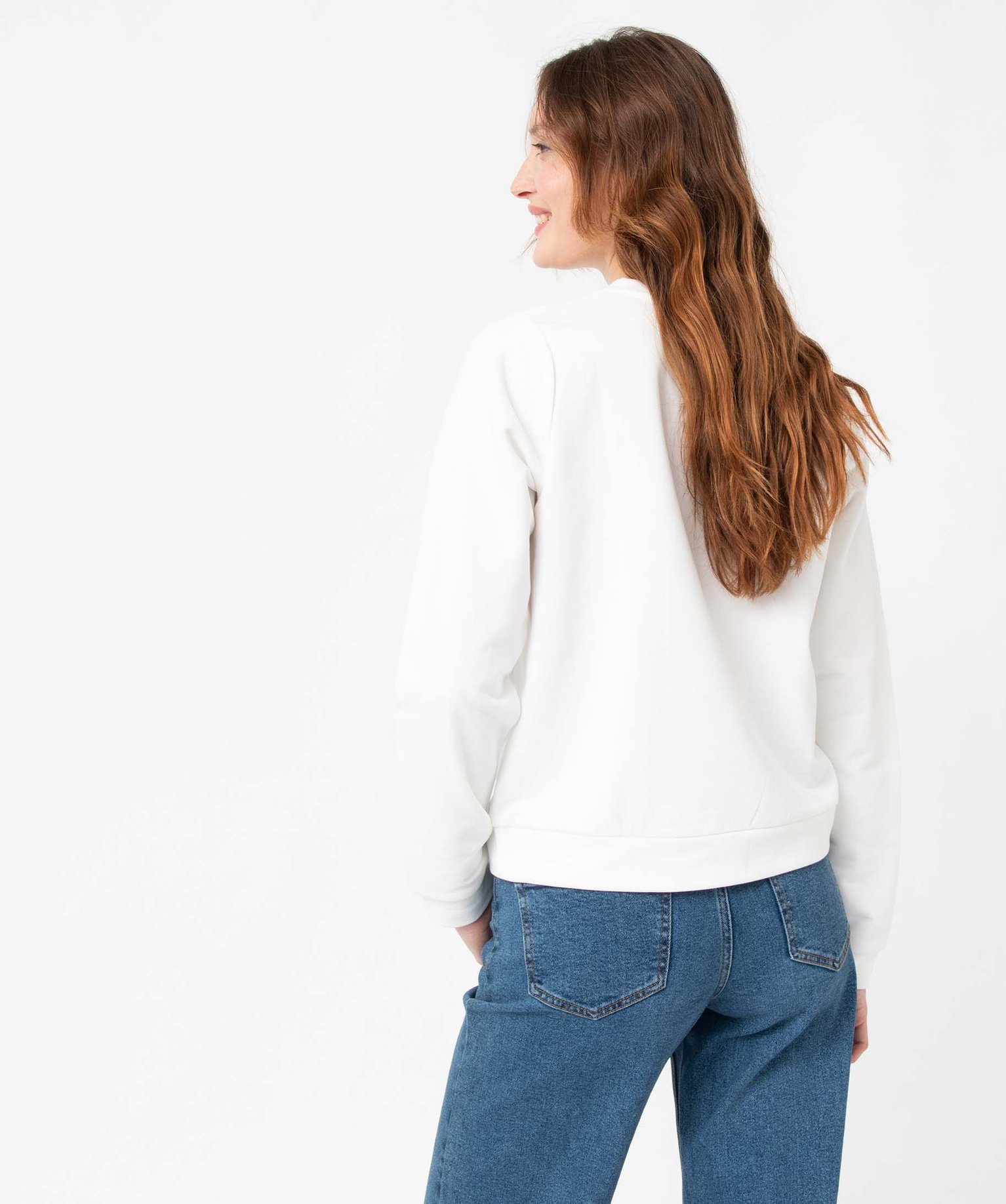 Sweat femme à motif brodé ecru | GEMO