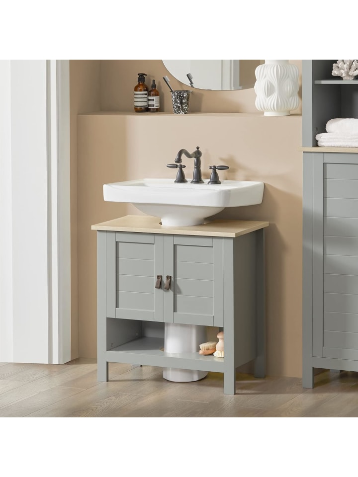 SoBuy Waschbeckenunterschrank in Hellgrau - (B)60 x (H)60 x (T)30cm günstig kaufen onesize
