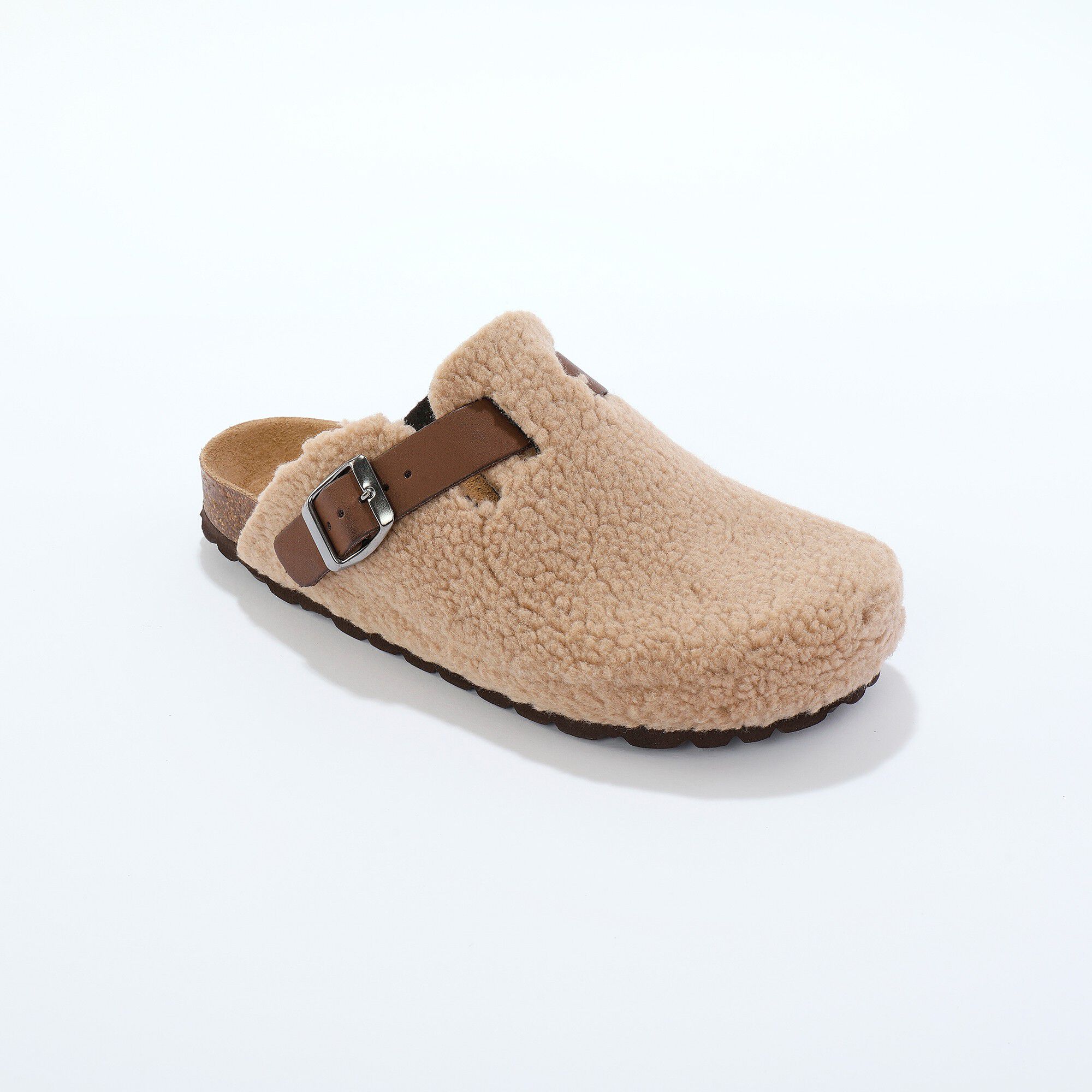 Chaussons sabot en sherpa à bride réglable