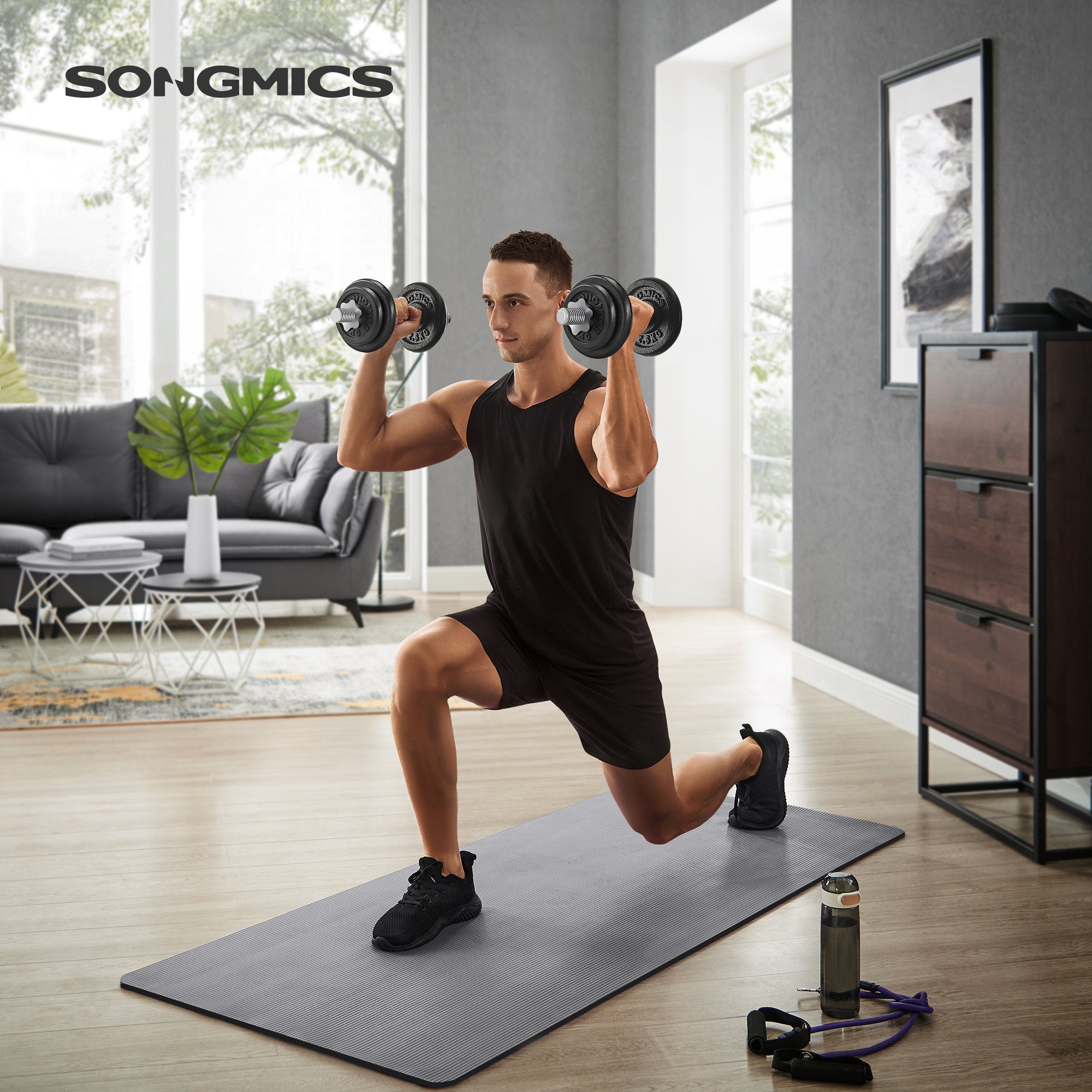 SONGMICS Kurzhantel SYL20/30/40T, Hantelset aus Gusseisen, 20/30/40 kg, verstellbar
