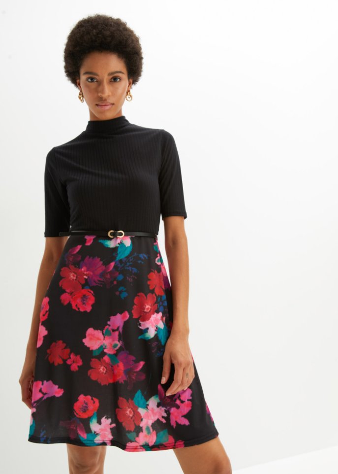 Jerseykleid mit Rollkragen