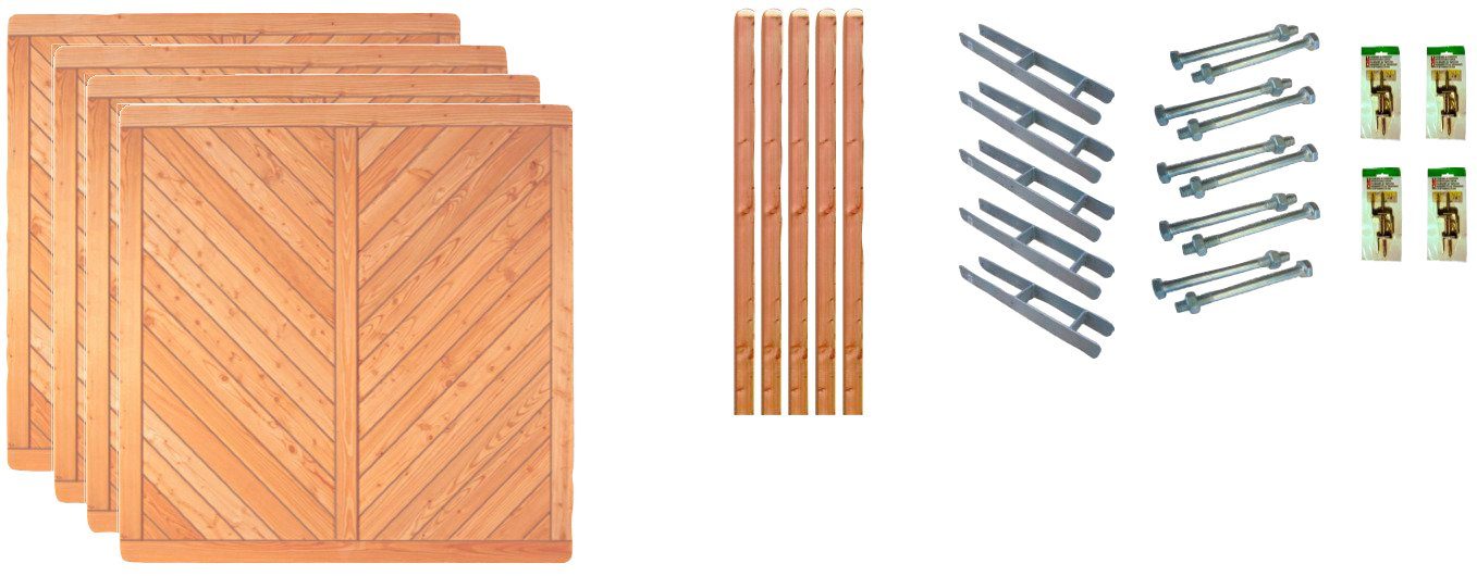 Tetzner & Jentzsch Dichtzaun Springfield 2, (Set), 4 Elemente, LxH: 765x180 cm