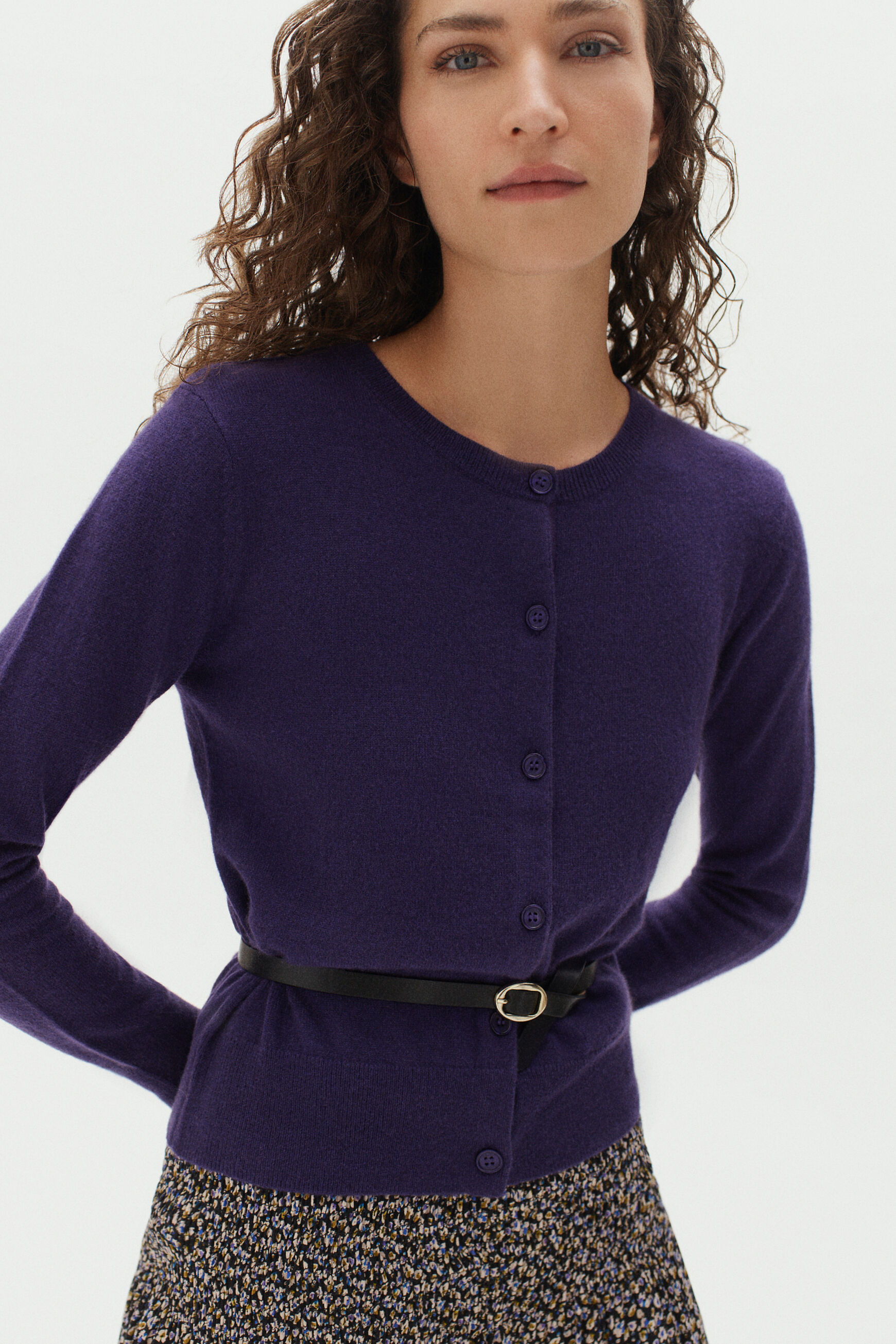 gilet caroline 100% cachemire prune femme