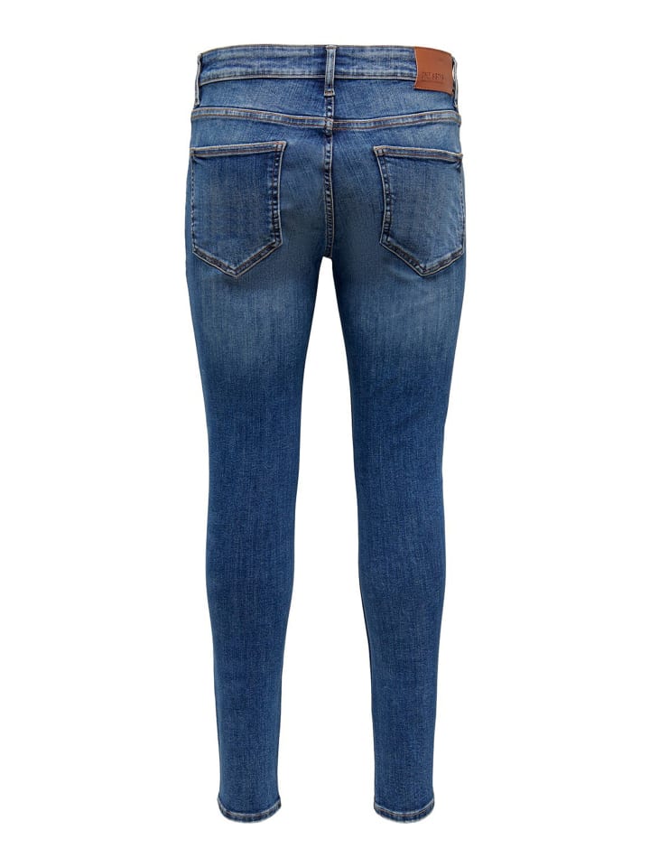 Only&Sons Skinny Fit Jeans Basic Denim Hose Stoned Washed Pants ONSWARP in Blau-2 günstig kaufen