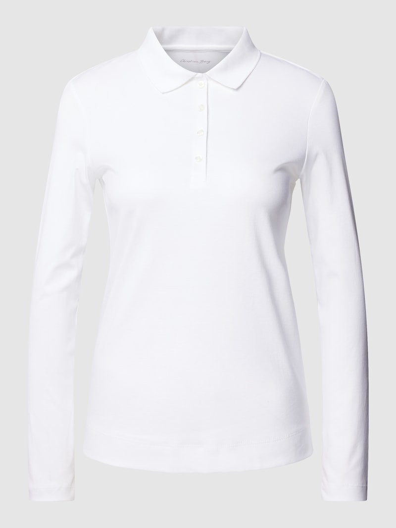 Longsleeve mit Polokragen in weiß