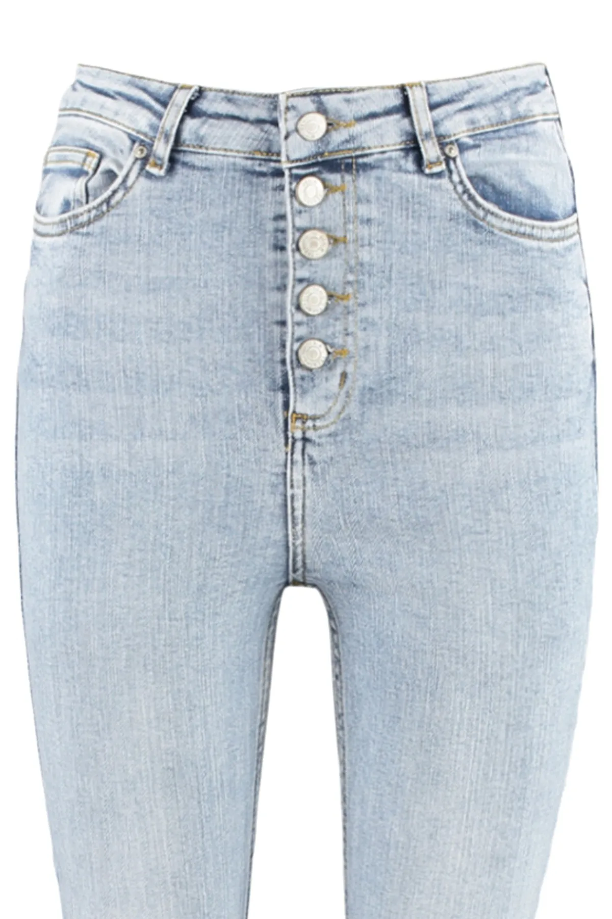 Trendyol Collection  Blaue Skinny Jeans mit Knopfleiste vorn und hoher Taille TWOSS23JE00077