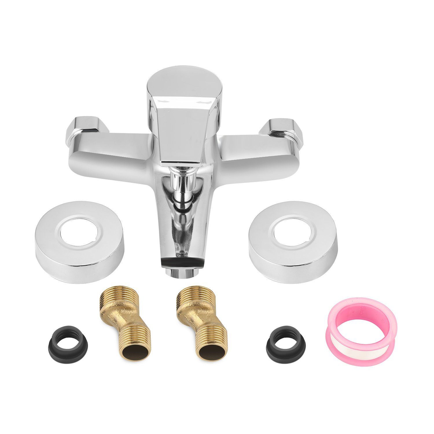 iscooter Wannenarmatur Badewannenarmatur, Wannenarmatur, Aufputz Badarmatur für 2 Funktionen automatische Umstellung für Badewanne und Dusche, Chrom