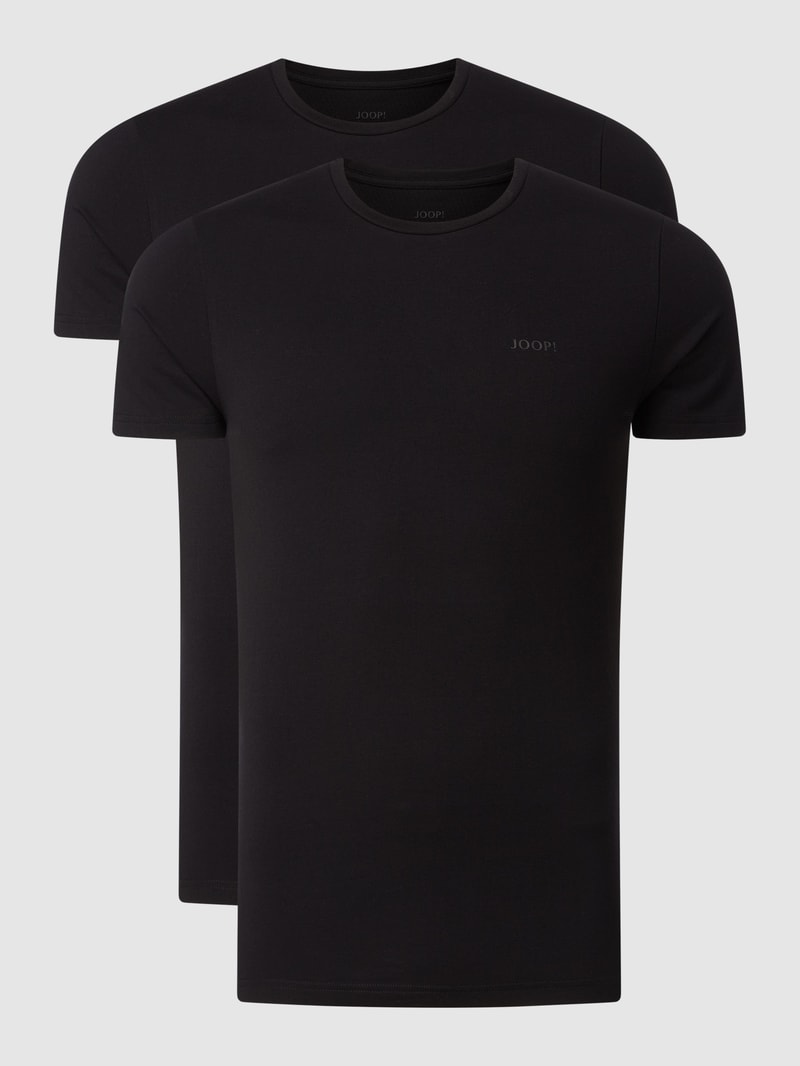 T-Shirt mit Stretch-Anteil im 2er-Pack in schwarz