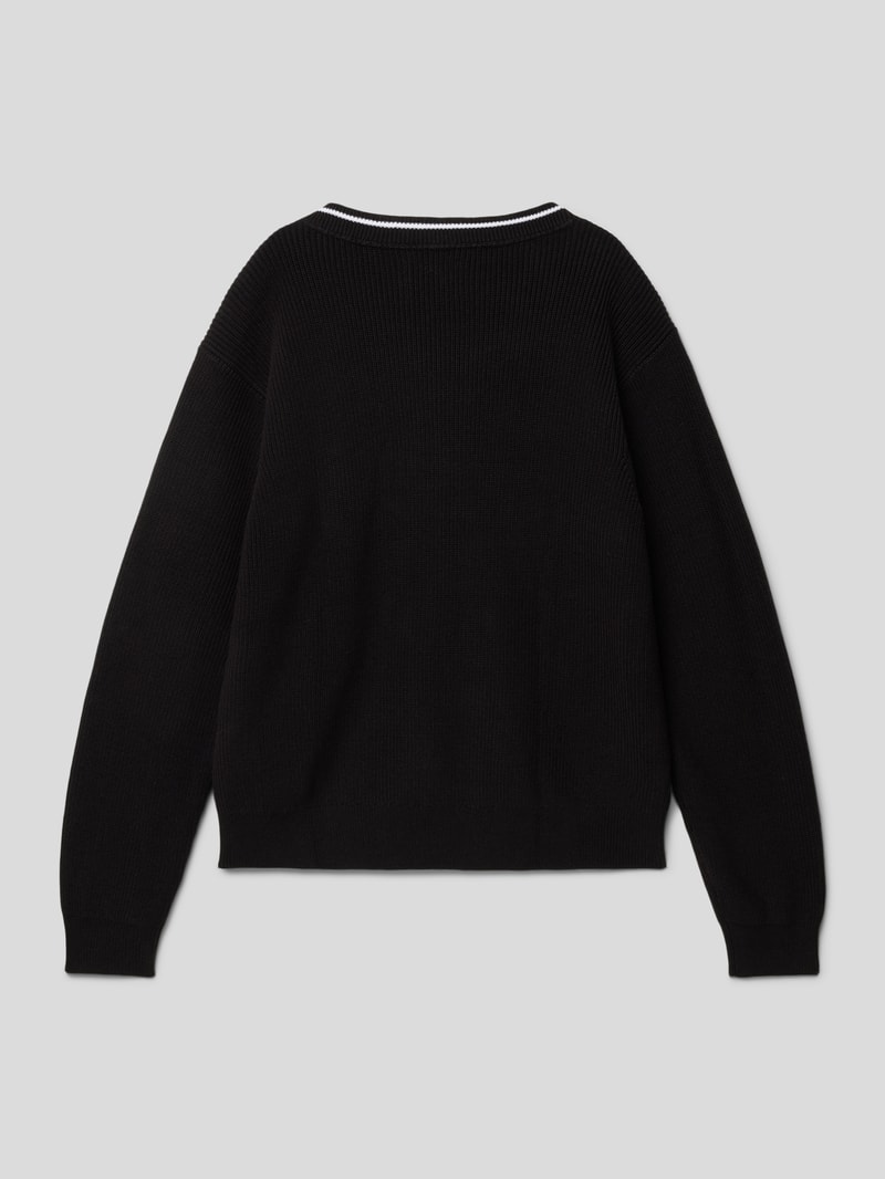 Strickpullover mit Kontraststreifen in black
