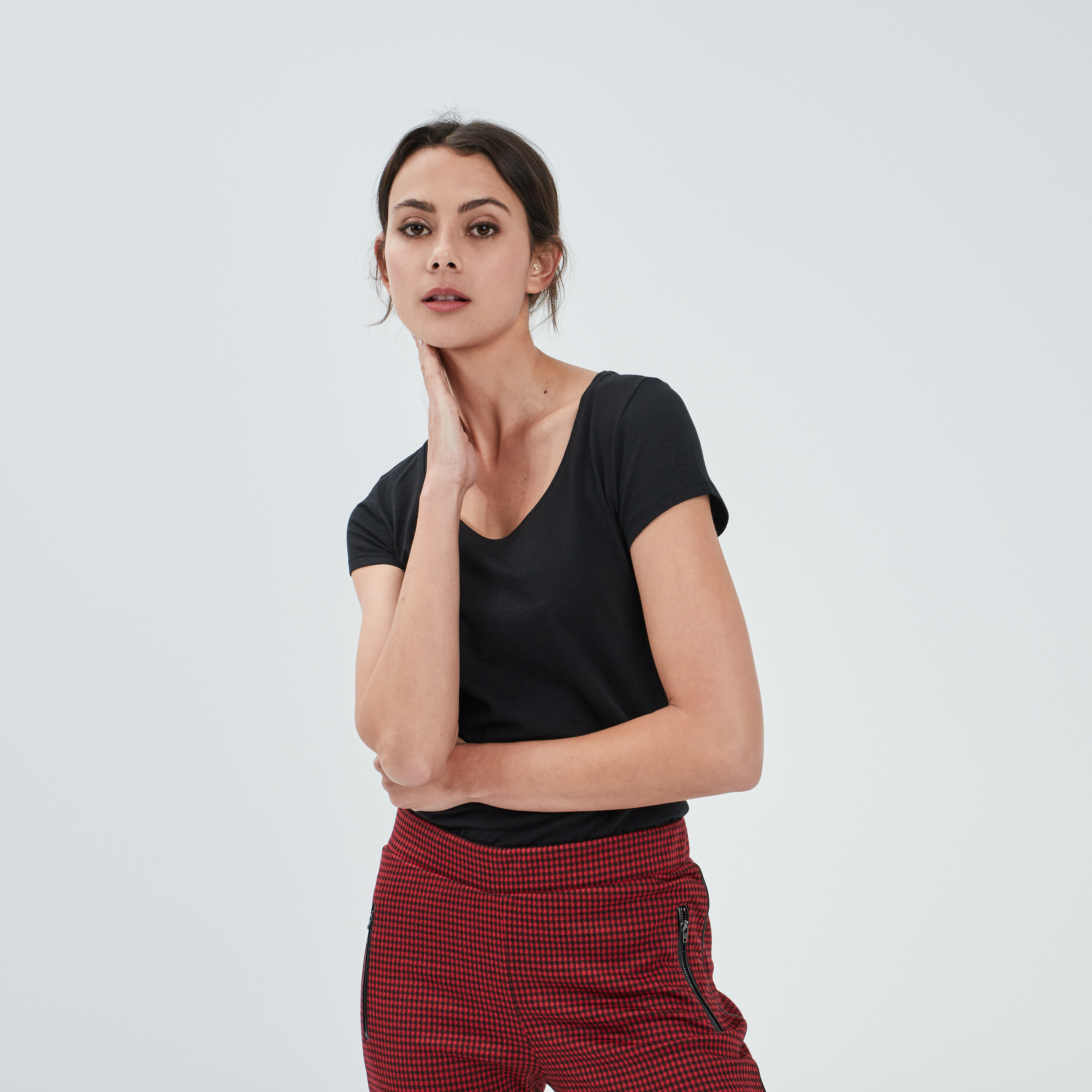 T-shirt manches courtes noir femme | La Halle