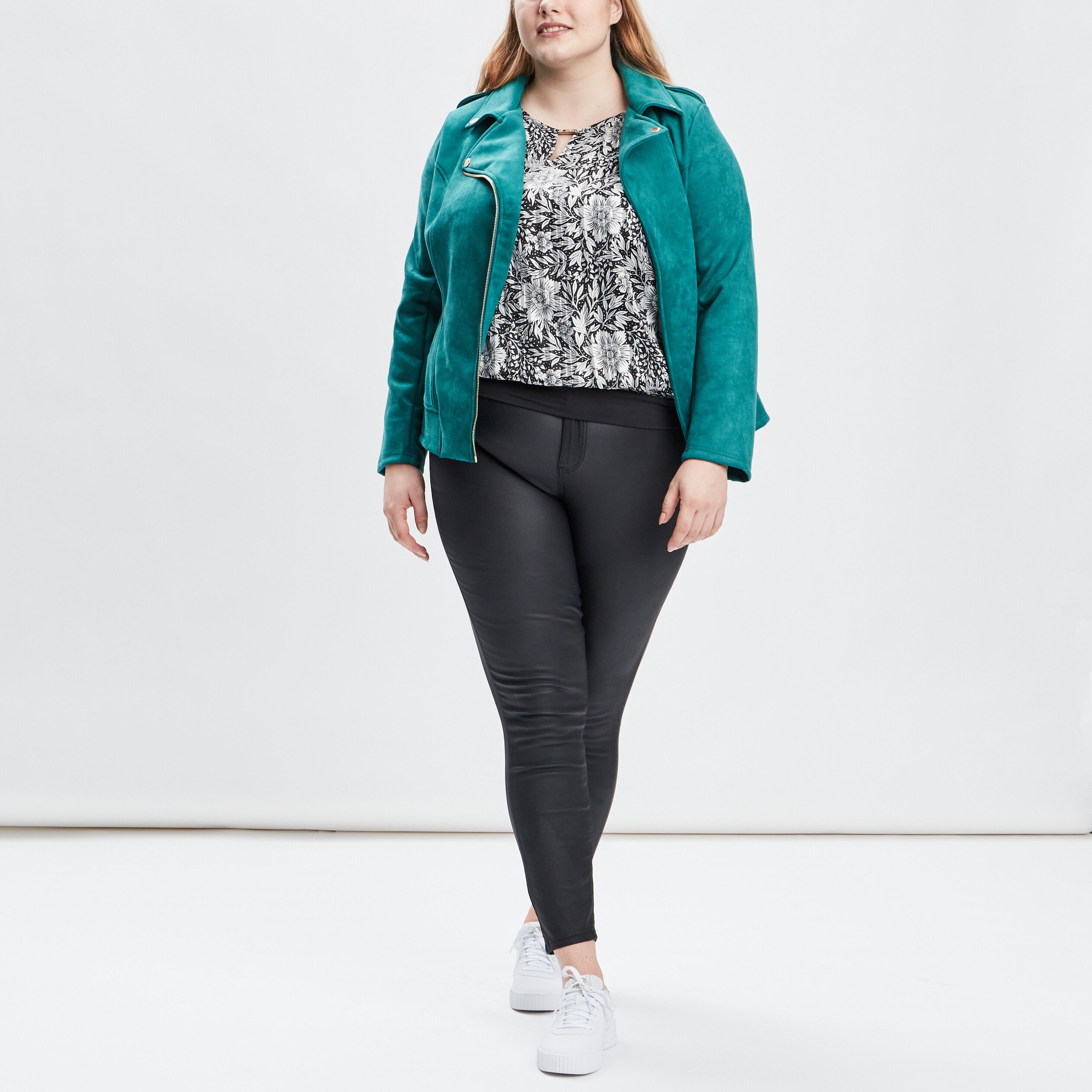 Pantalon enduit skinny grande taille noir femme grande taille | La Halle