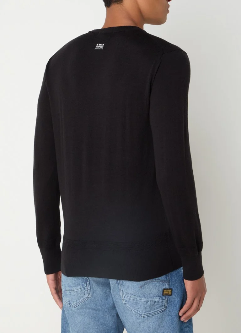 G-Star RAW Fine-knit merino wool pullover with logo embroidery