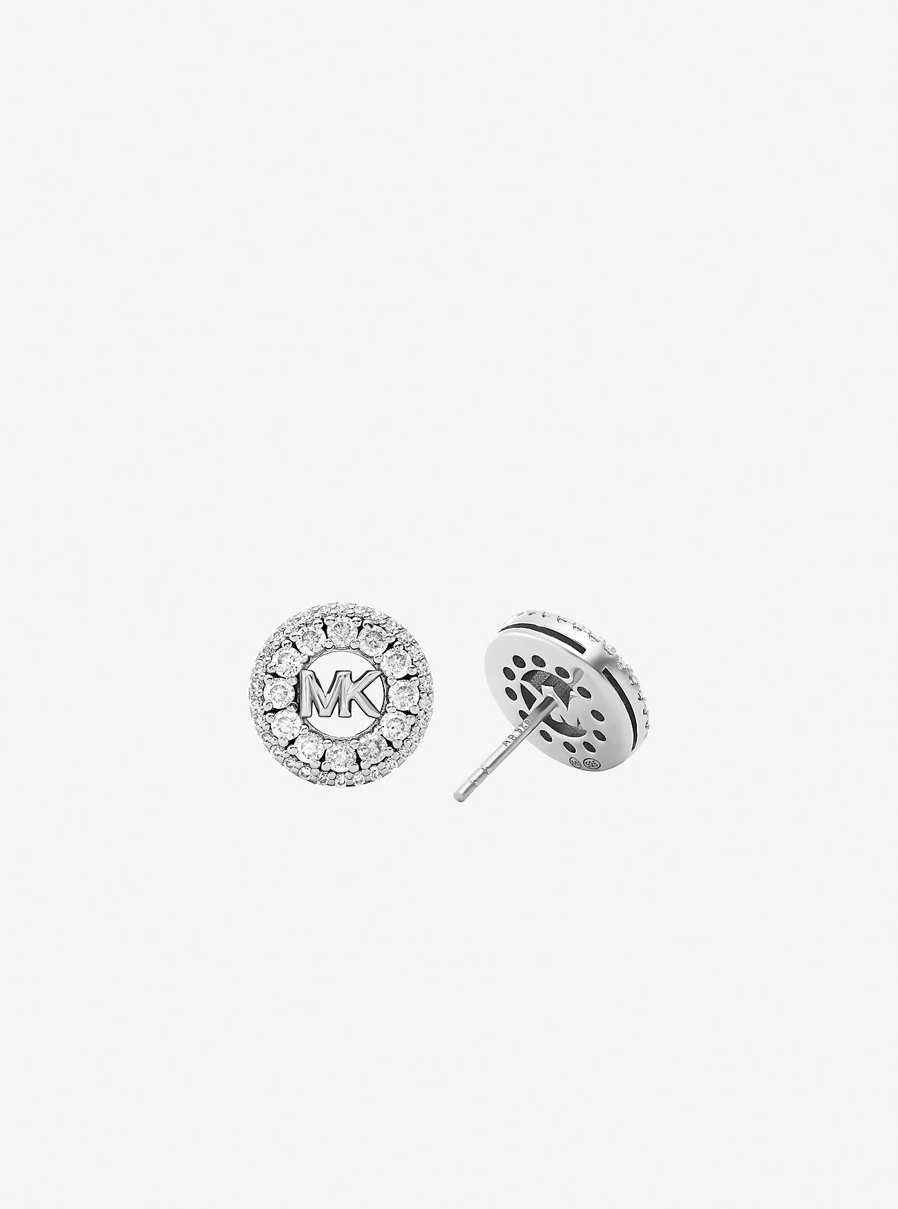 Orecchini a lobo Fulton con logo pavé placcati in metallo prezioso - ARGENTO