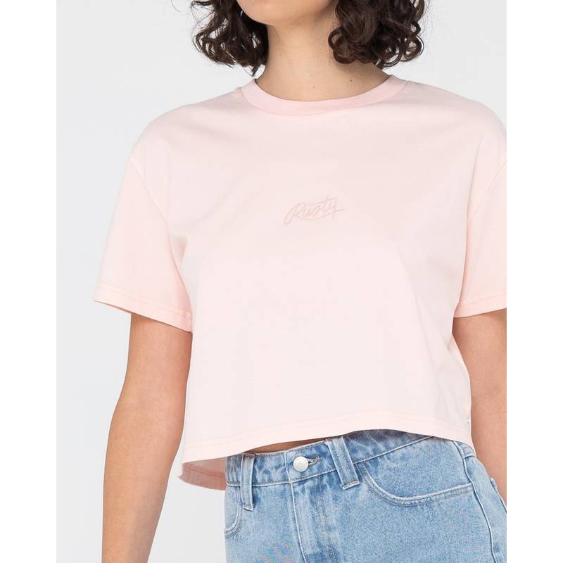 RUSTY RUSTY SCRIPT RELAXED FIT CROP TEE T-Shirt Damen