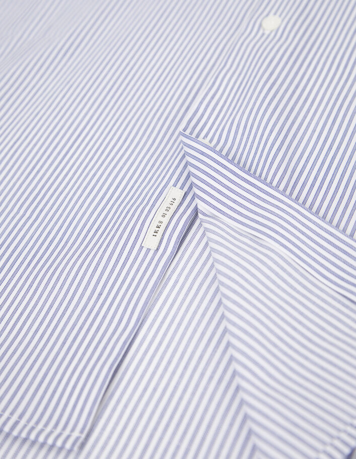 Chemise SLIM marine à fines rayures blanches Homme