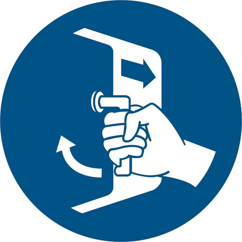 Djois Warnschild Öffnungen schliessen und sichern beim Aussetzvorgang Klebstoff, einschraubbar PP (Polypropylen) 20 (B) x 0,14 (H) cm 3 Stück