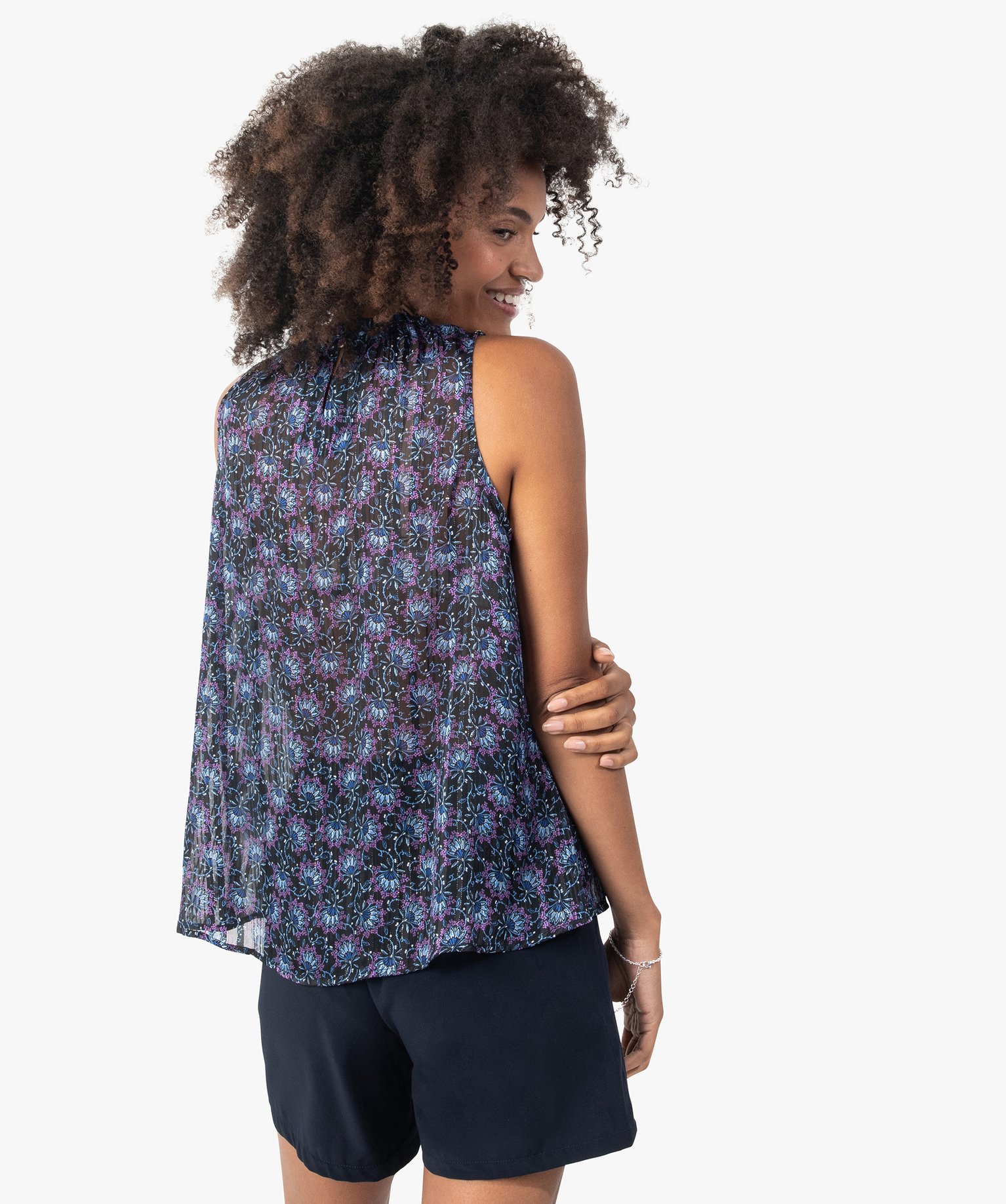 Blouse femme imprimée sans manches imprime | GEMO