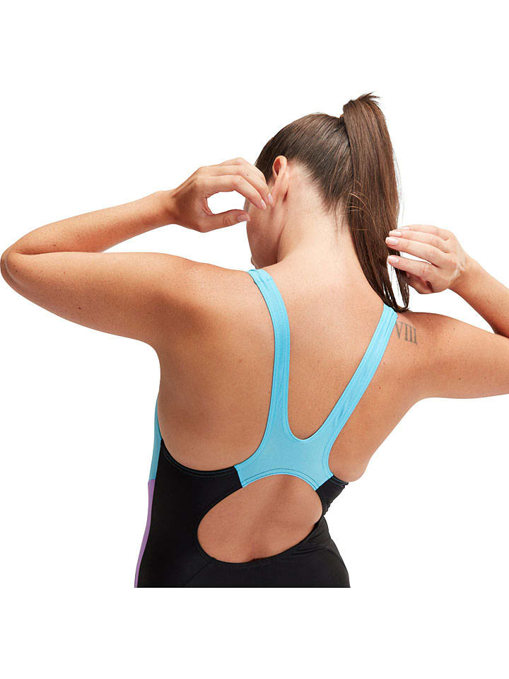 Speedo Badeanzug in Schwarz/ Lila/ Hellblau günstig kaufen