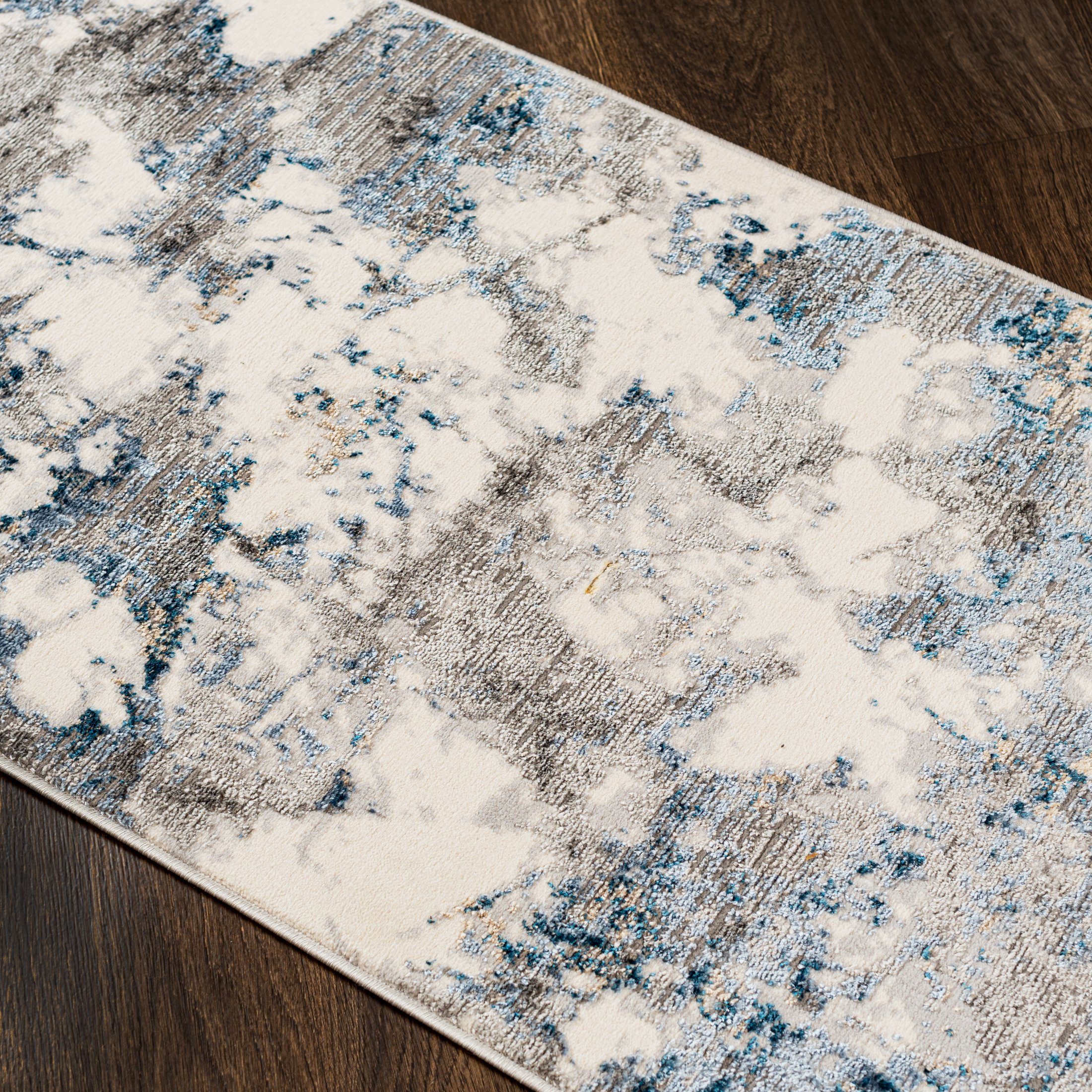 Läufer Läufer Flurläufer Modern für Vorzimmer - Abstrakt - Beige Grau Blau, Mazovia, 60 x 100 cm, Kurzflor, Meterware, Höhe 8 mm, Kurzflor - niedrige Florhöhe