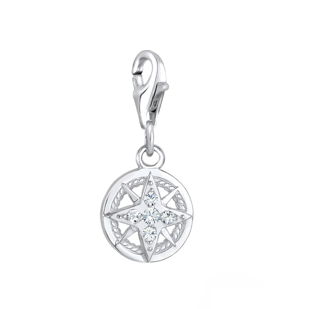 Nenalina Nenalina Amulette Symbole maritime de la boussole pour dames avec cristaux en arg Pendentif