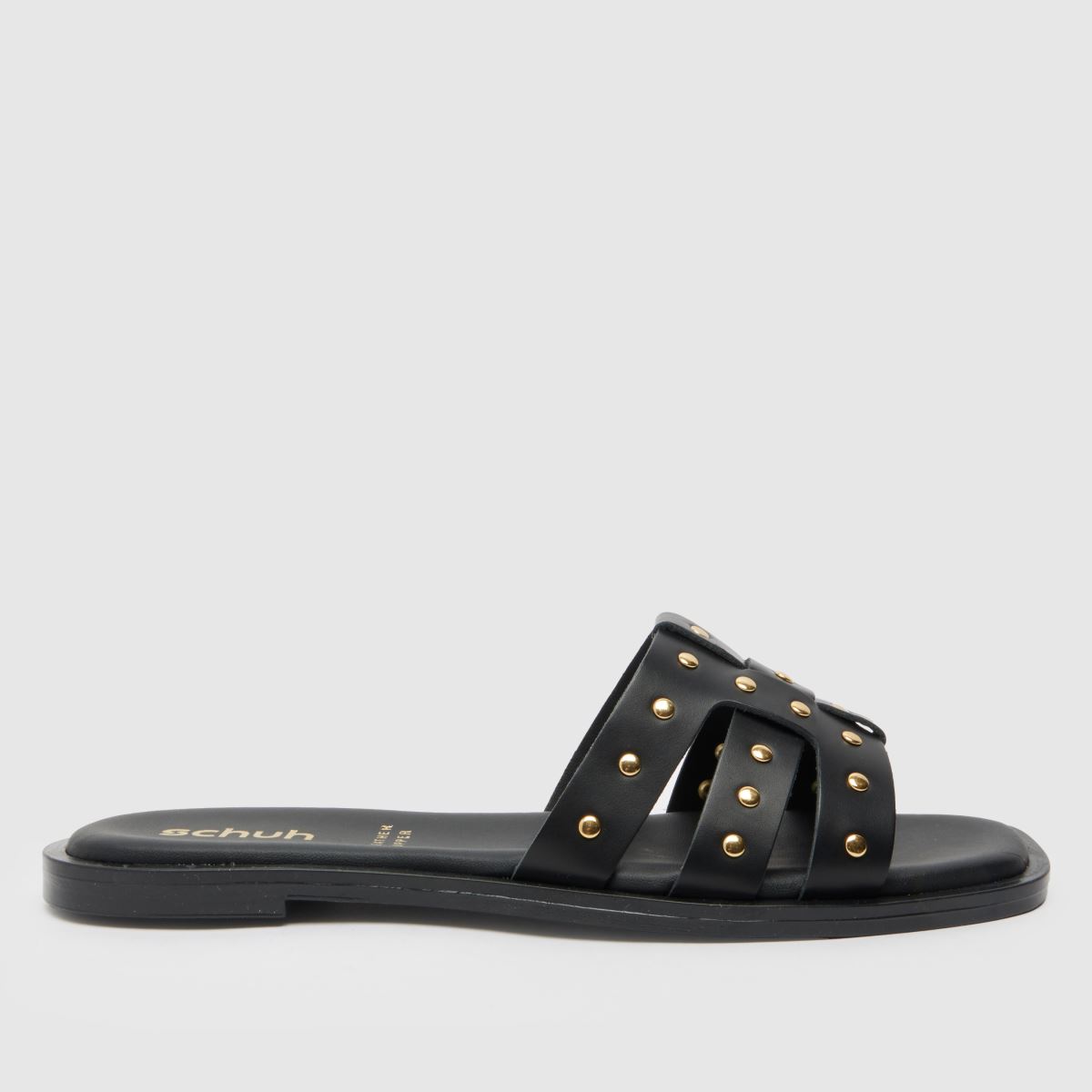 Schuh Tierney bőr szegecses öszvér szandál fekete színben