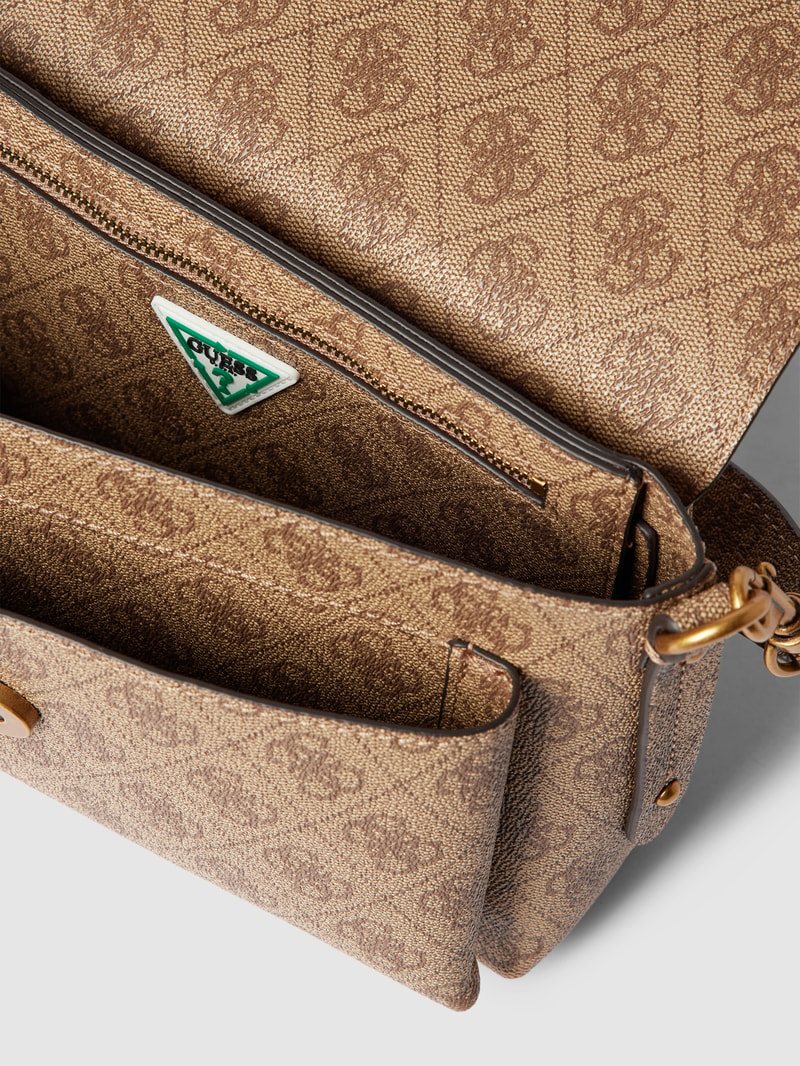 Schultertasche mit Allover-Logo Modell 'BRENTON' in taupe