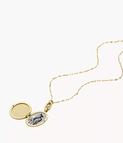 Fossil Kette Heritage Locket Collection Edelstahl goldfarben