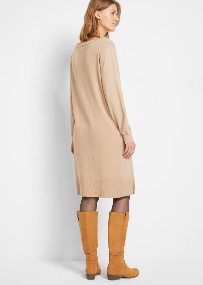 Strickkleid mit Schlitzdetail am Saum, knieumspielend