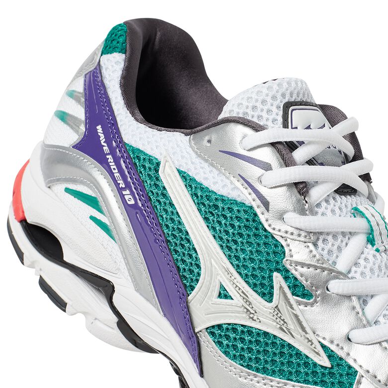 Mizuno Wave Rider 10 white/silver/teal blue
