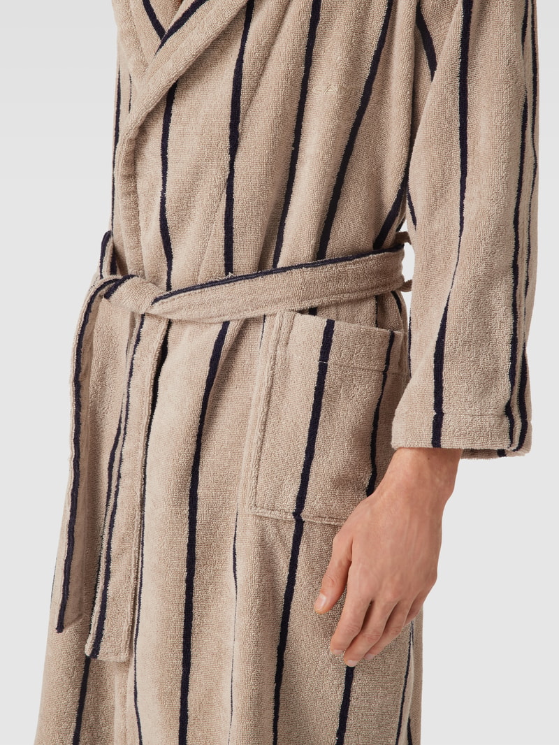 Bademantel mit Logo-Stitching Modell 'STRIPE ROBE' in beige
