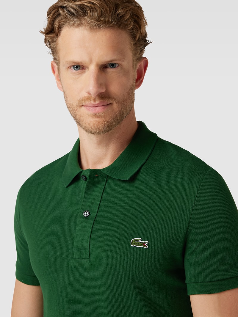 Poloshirt mit Logo-Stitching in grün