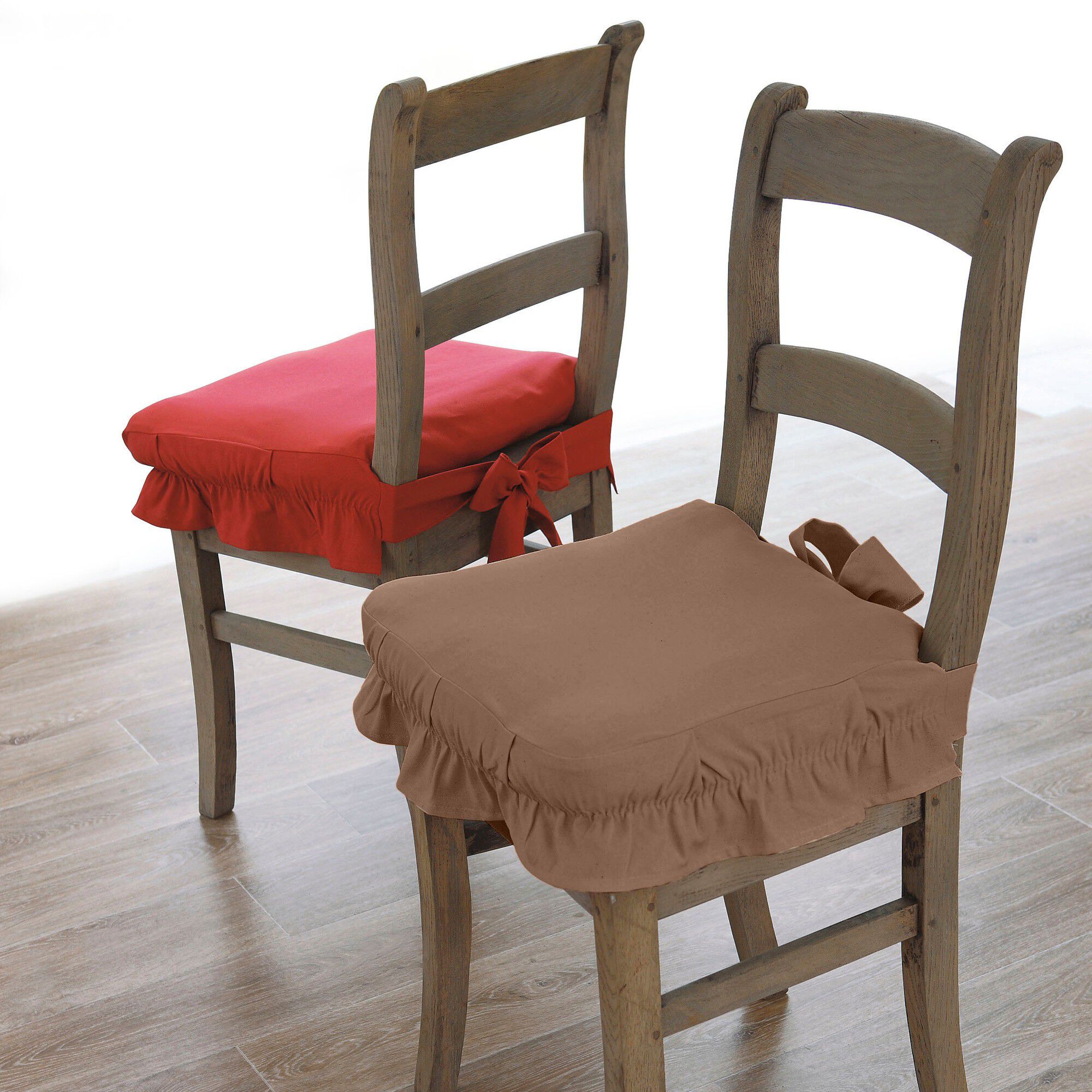Housse chaise unie volantée coton bachette