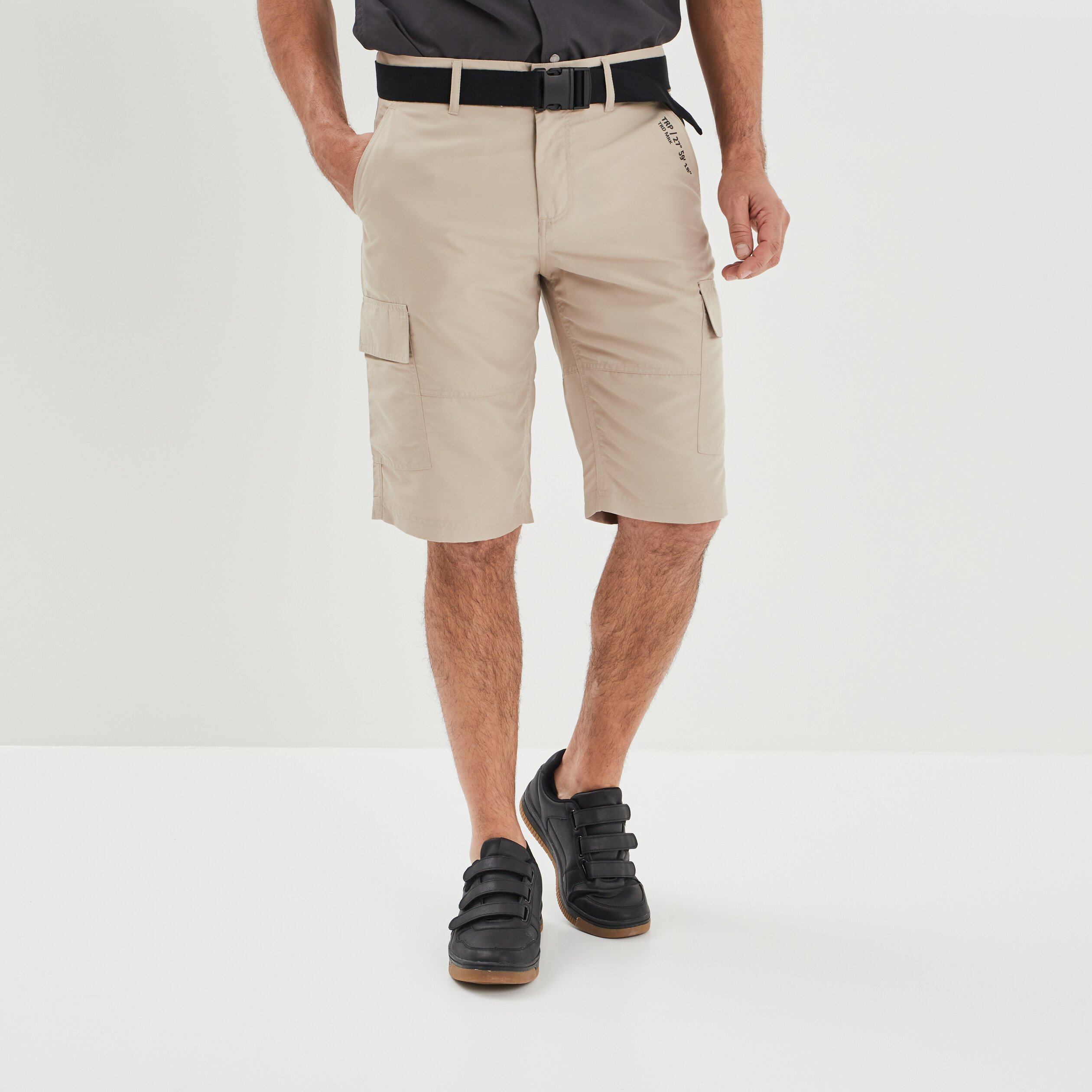 Short cargo regular stretch ceinturé beige homme | La Halle